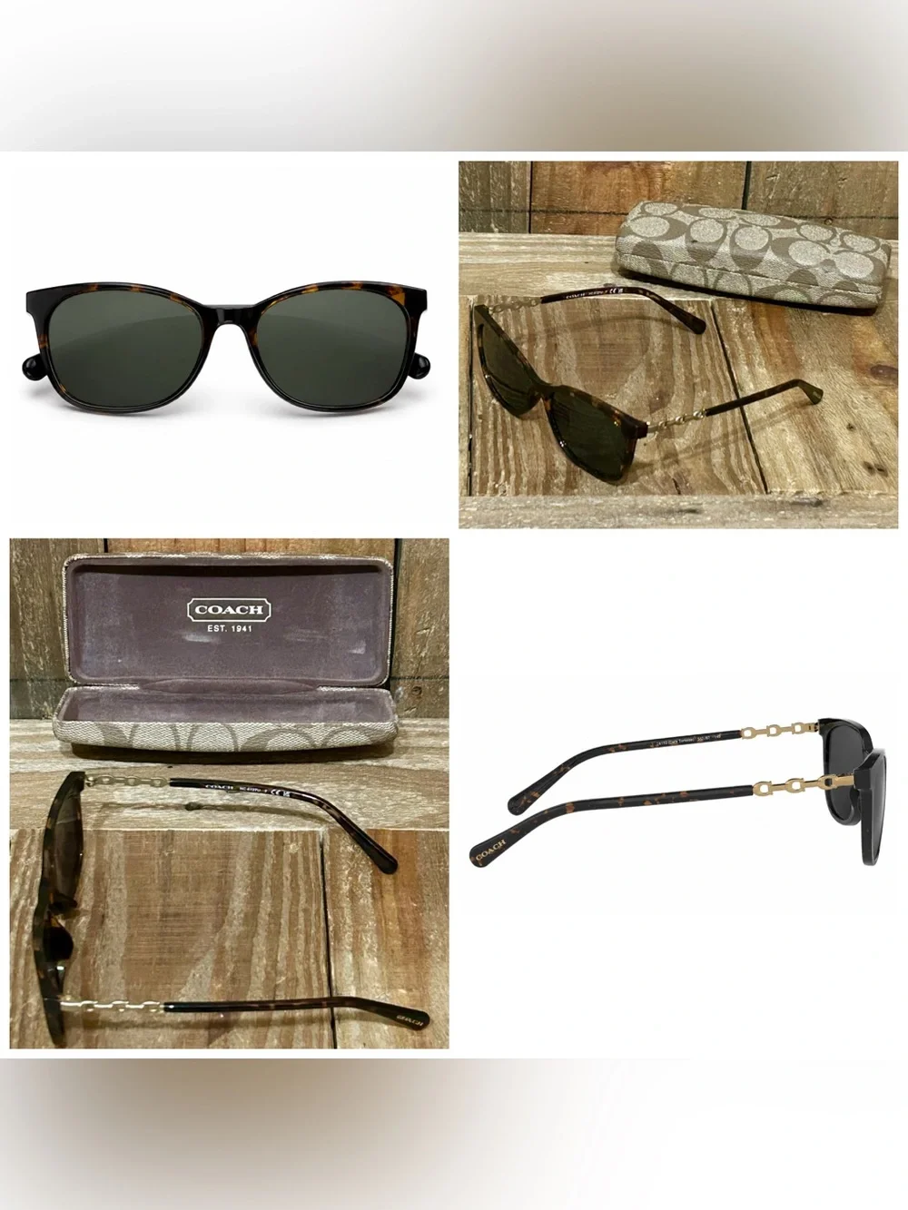 Coach. 5 Piece. Signature Zip Bag & Free Wallet, Glasses/Case, Scarf & Dust Bag. - Picture 13 of 16
